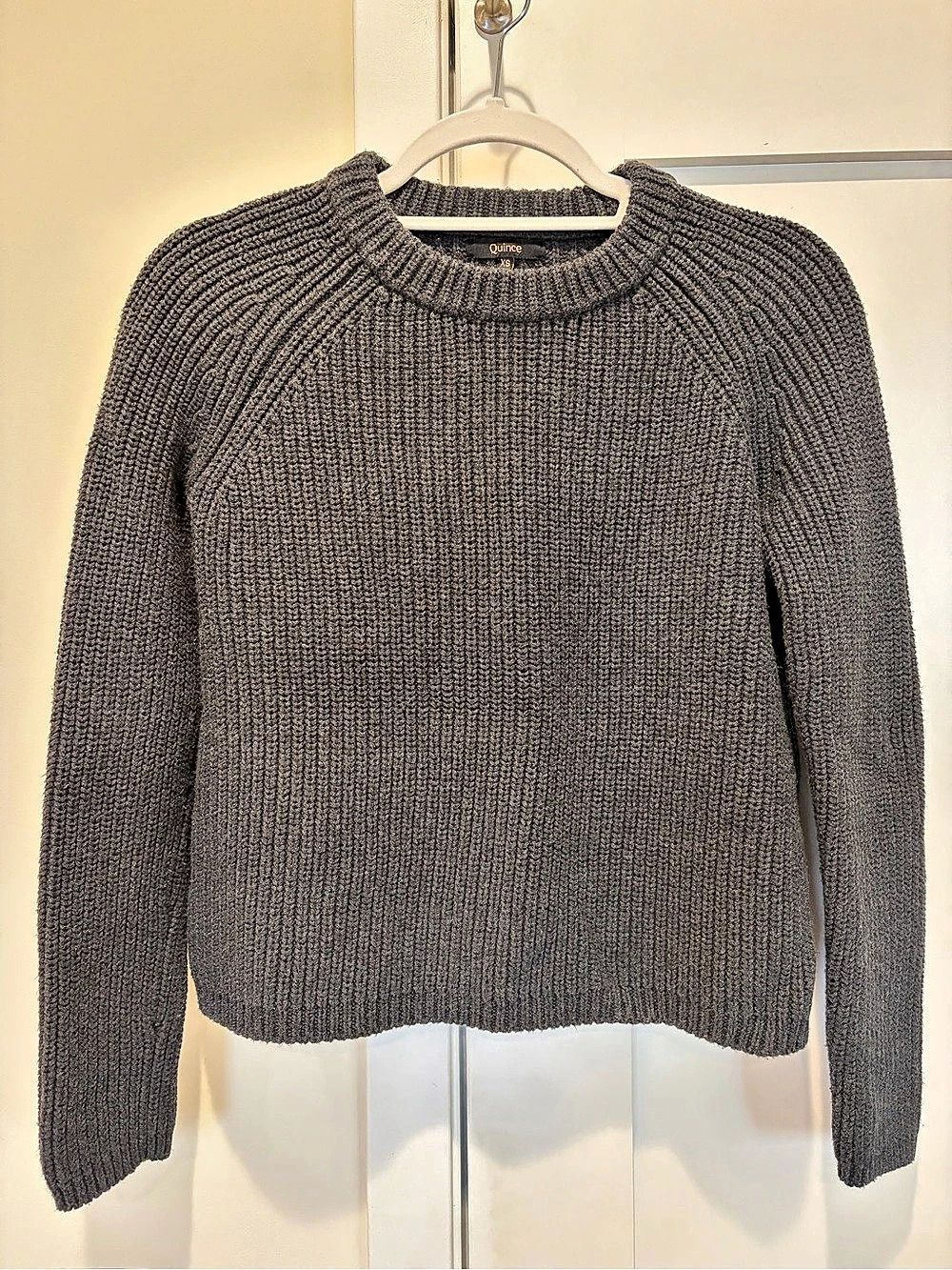 Quince 100% Organic Cotton Fisherman Crew Sweater Gray XS